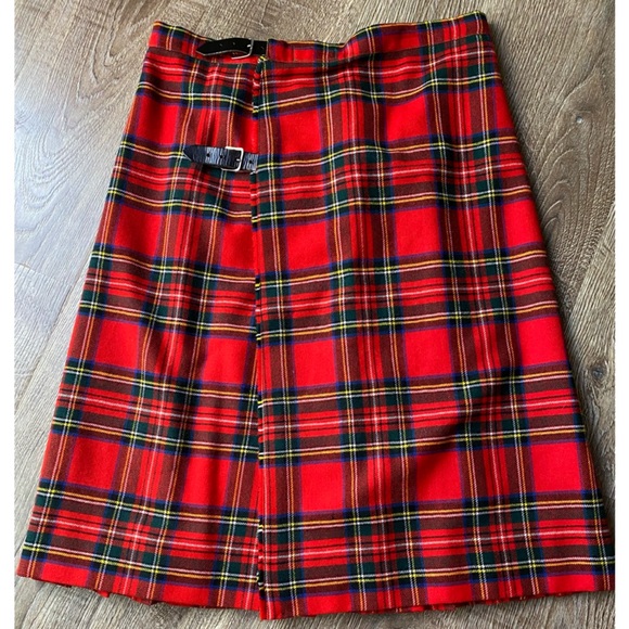 The Scotch House Wool Plaid Warp Skirt - Picture 1 of 16